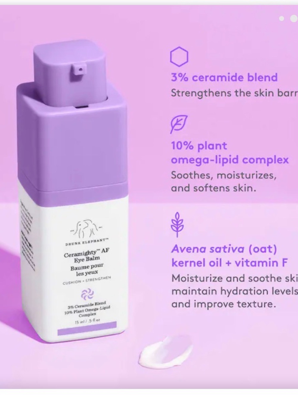 Drunk Elephant Ceramighty AF Eye Cream NEW Full Size Cushion & Strengthen